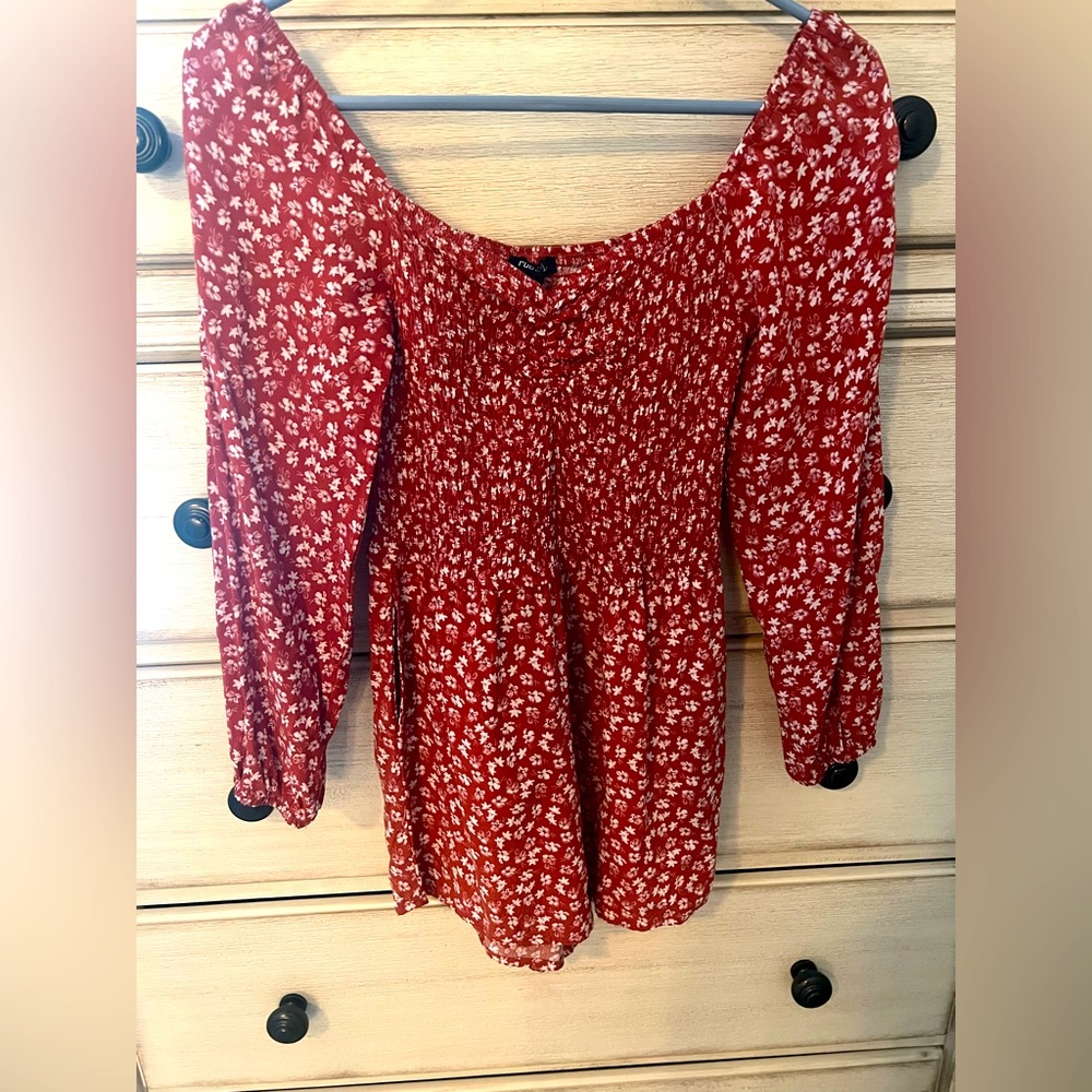 Red and White Romper